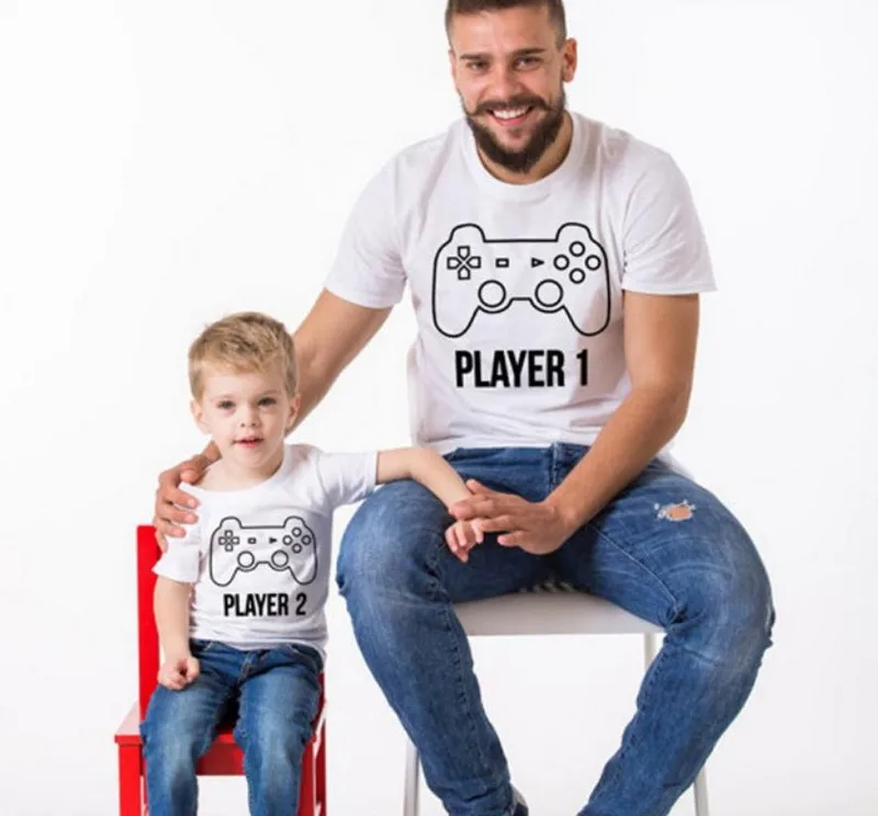 Interesting Pattern t shirt For Father Son Matching Clothe Dad kid mini Me Little Big Man Summer Tops Family Matching Outfits