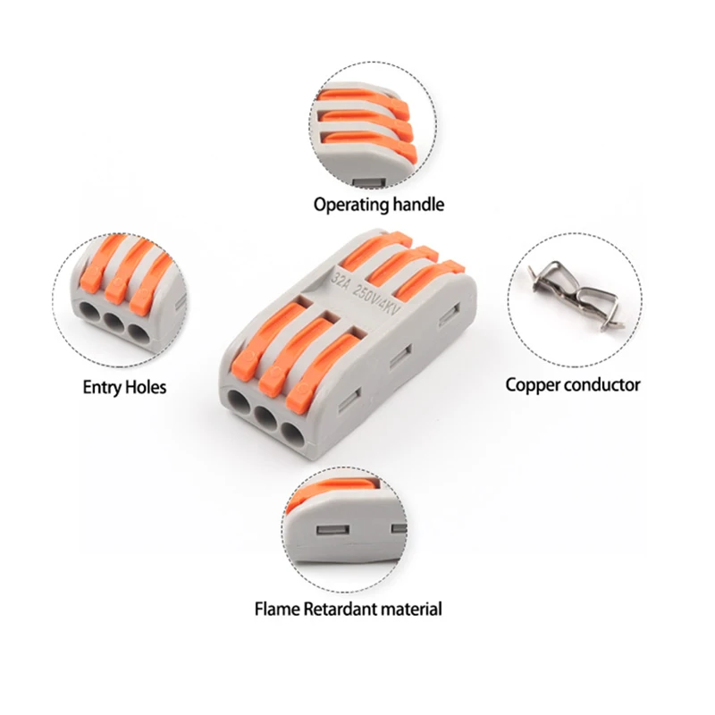 5/50/100PCS Be Used For Household Wire Box Wiring Connector 222 Terminal Conductor SPL Push In Mini Terminal Cable Connectores ﻿