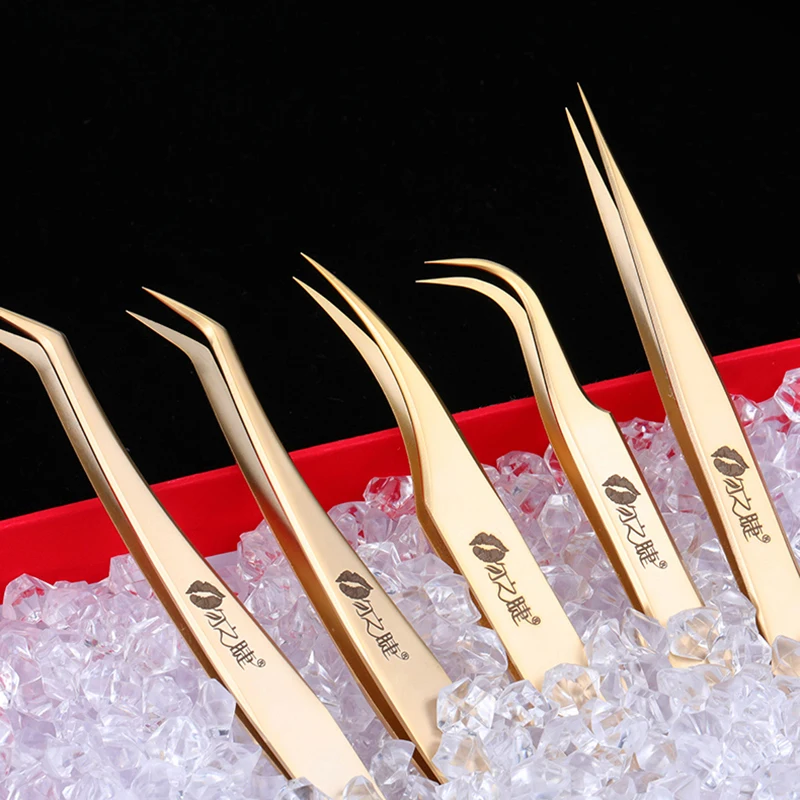 Eyelash Extension Tweezers Special Eyelash Flower Clip for Beauty Eyelashes Professional Hair Splitting Tool High-precision Gold