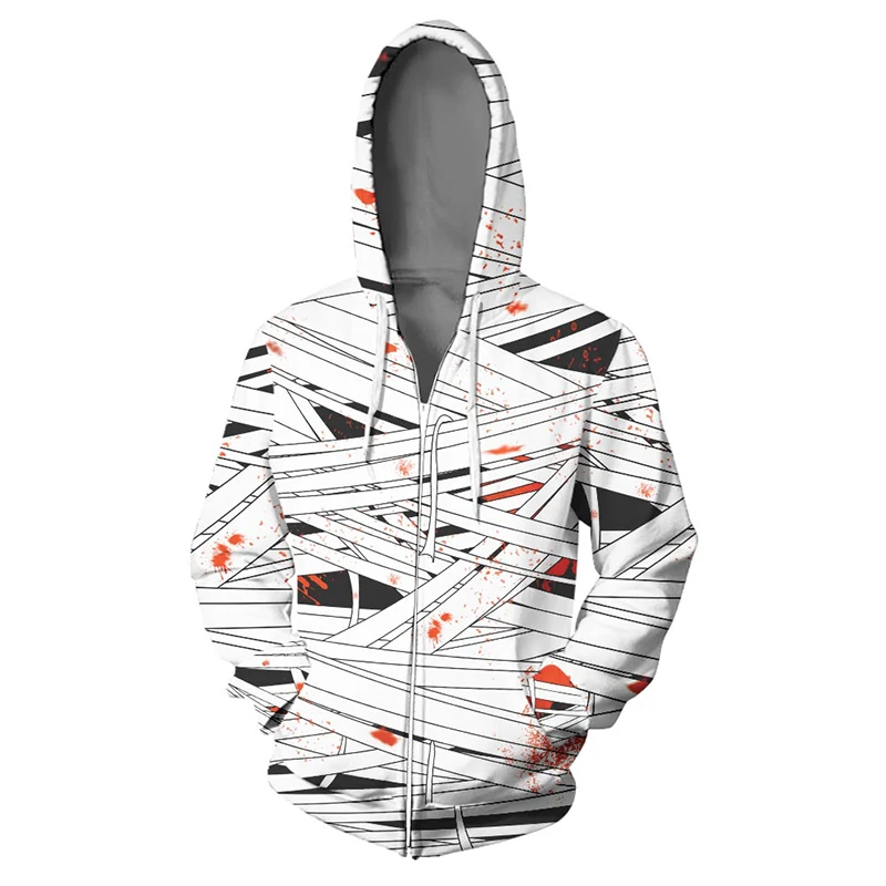 Latest 3d Hoodie Bandage Costume Cosplay Men Women Zipper Hoodies Jacket Sportswear Long Sleeve Homme 3D Hooded Sweatshirts Tops