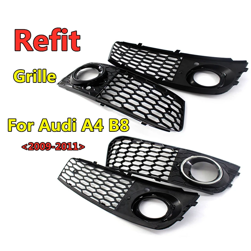 

2pcs Car-styling Car Refit Front Lower Bumper Fog Light Grille Foglamp Grills For Audi- A4 B8 2009 2010 2011 2012 Oem8KD 807 681