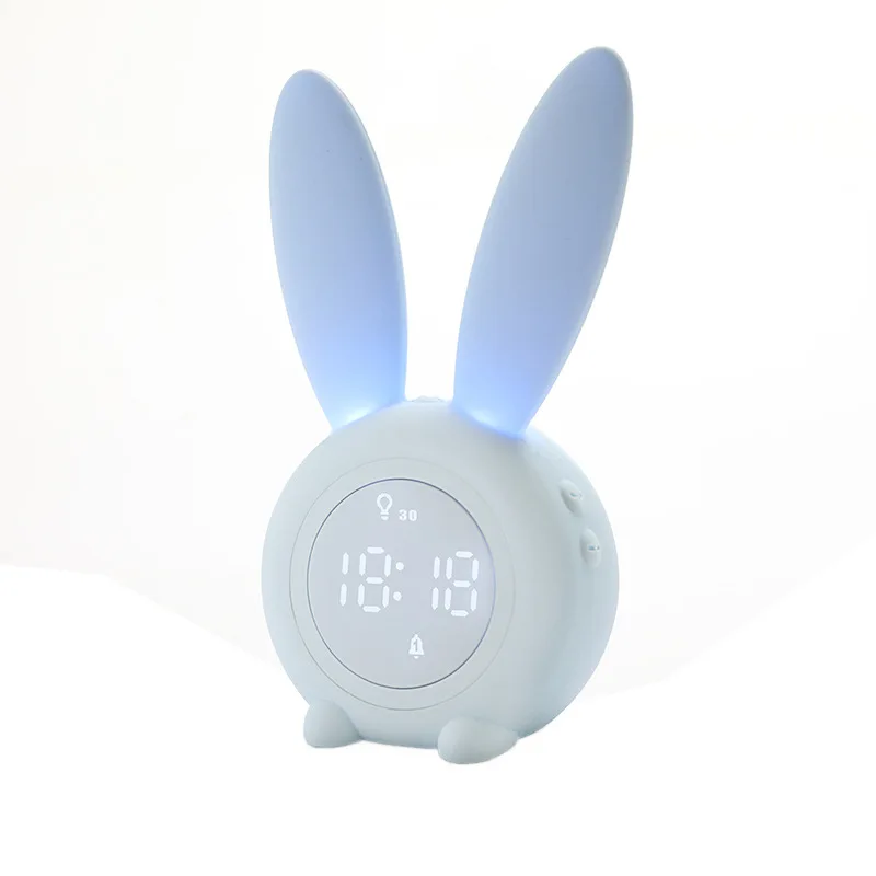 Cartoon Rabbit LED Night Lights Timing Alarm Clock Night Lamp for Kids Rooms Children Holiday Gifts Smart Night Light