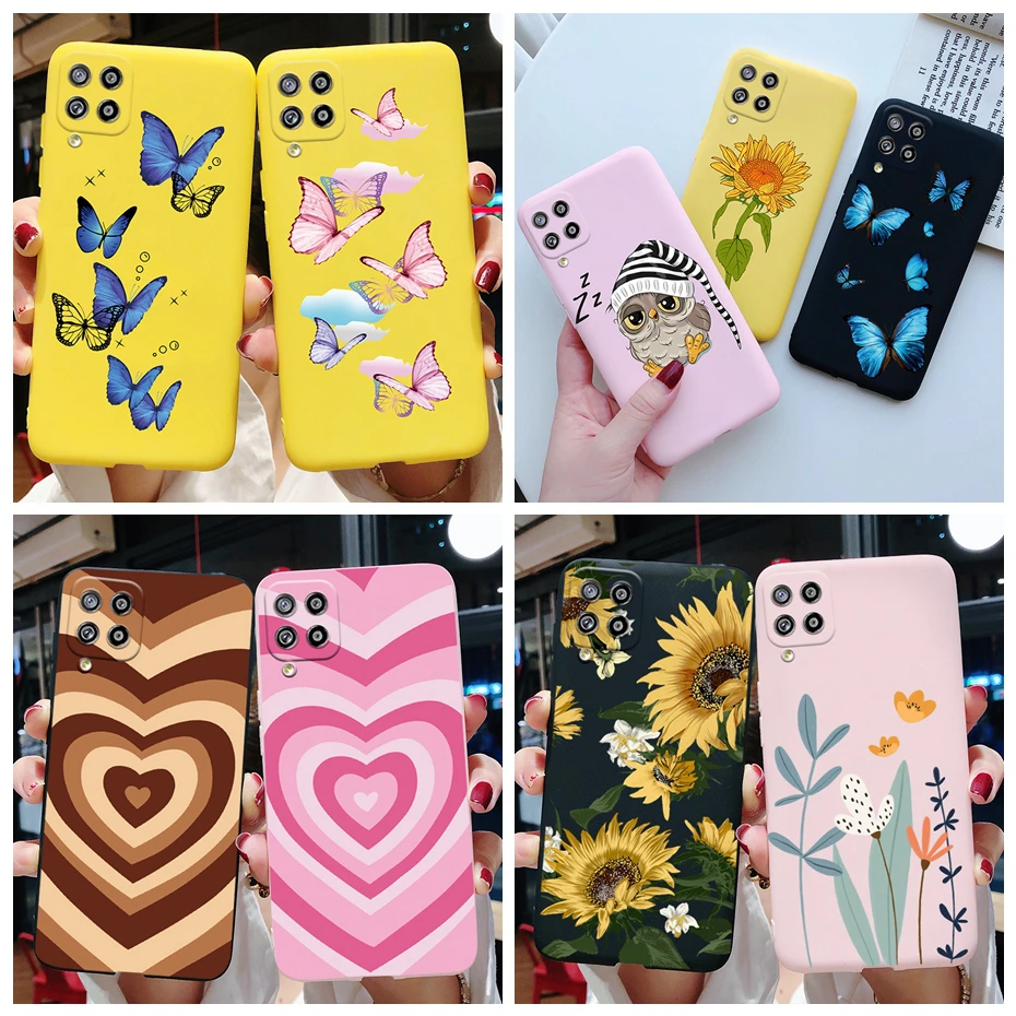 For Samsung Galaxy A22 Case SM-A225F Soft Silicone Cute Daisy Flower Painted Cover For Samsung A22 4G 5G A 22 2021 Phone Cases