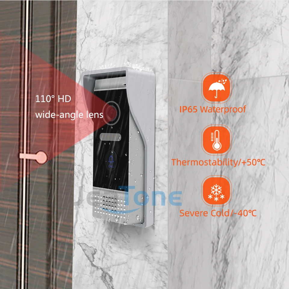 Jeatone-Wireless Video Intercom Doorphone, câmera de detecção automática, Smart Home Intercom Kit, Sistema de Controle, Tuya, 7\