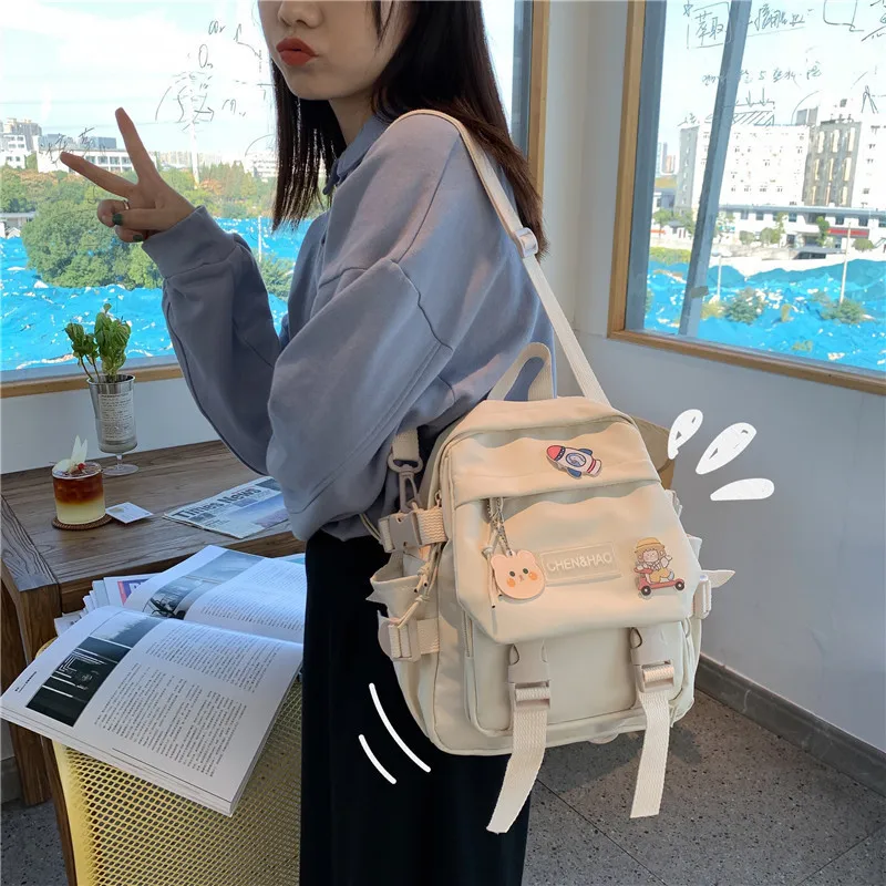 cute asian mini backpacks Korean Style Canvas Small Mini Backpack For Women Fashion Travel Backpack  Leisure School Bag Tote For Tennage Girl Shoulder Bag