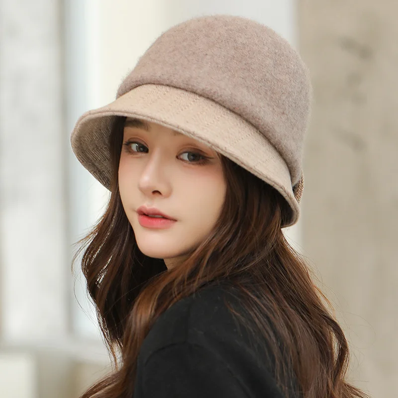 

X087 Wool Fisherman's Hat Ladies Leisure Hat Warm Hat Elegant Western-style Basin Hat Adult Bucket Warm Hats