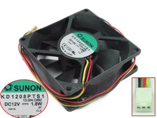 

SUNON KD1208PTS1 13.GN.C892 DC 12V 1.8W 80x80x25mm 3-wire Server Cooling Fan