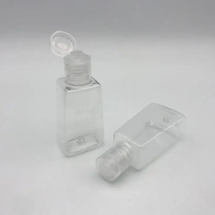 30ML Lege Handdesinfecterend PET-fles met Flip Cap Trapeziumvorm Make-up Remover Vloeibare Monsterflessen LX1880