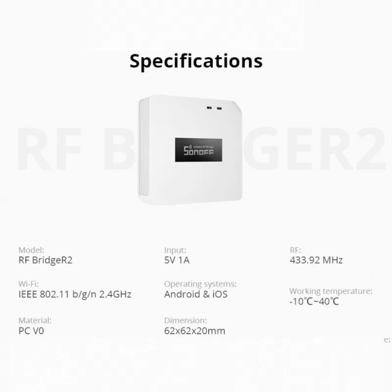 SONOFF RF BridgeR2 Wi-Fi 433 МГц беспроводной пульт дистанционного управления, работает с Alexa Google Home