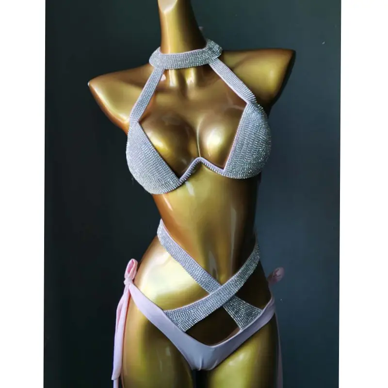 2021 venus vacation diamond bikini bandage swimwear rhinestone bathing suit sexy women beachwear