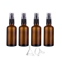 4pcs 50ml Amber Glass Spray Bottle Fine Mist Sprayer Aromatherapy Perfume Atomizer Cosmetic Container Essential Oil Dispenser