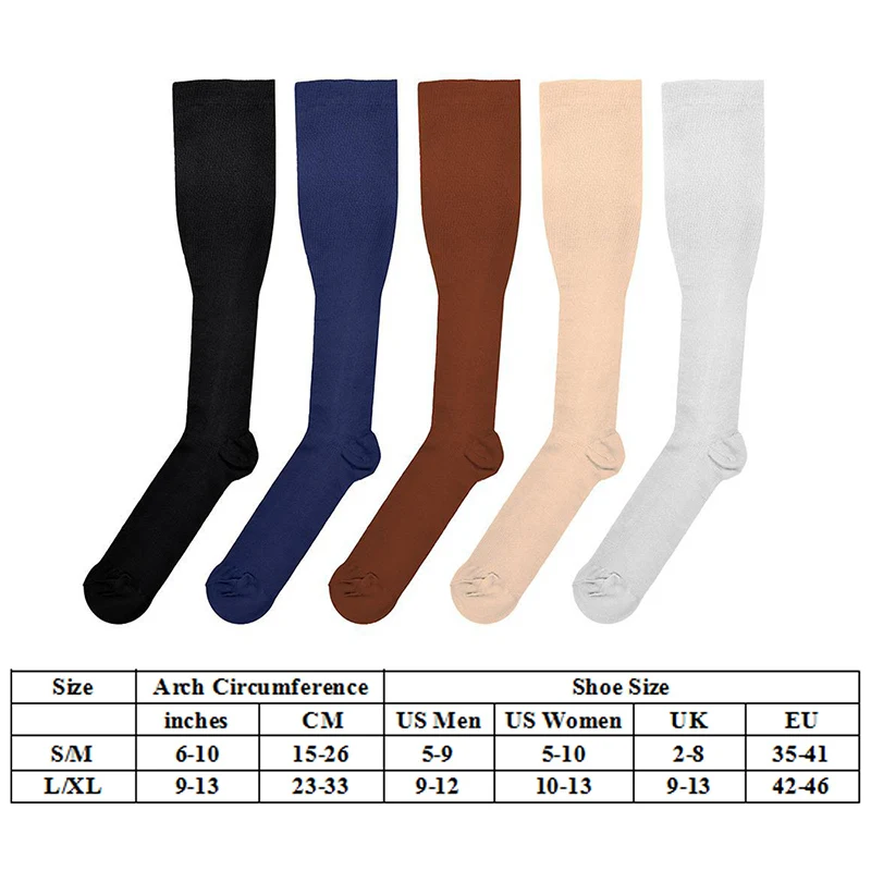 Varicose Vein Leg Relief Pain Knee Socks Pressure Compression Stockings Unisex Solid Color Thigh High Socks Nylon Long Socks New