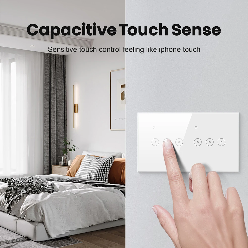 AVATTO Tuya 4/5/6 Gang WiFi Touch Switch, Smart Wall Switch with Glass Panel Smart Home Automation works with Alexa, Google Home