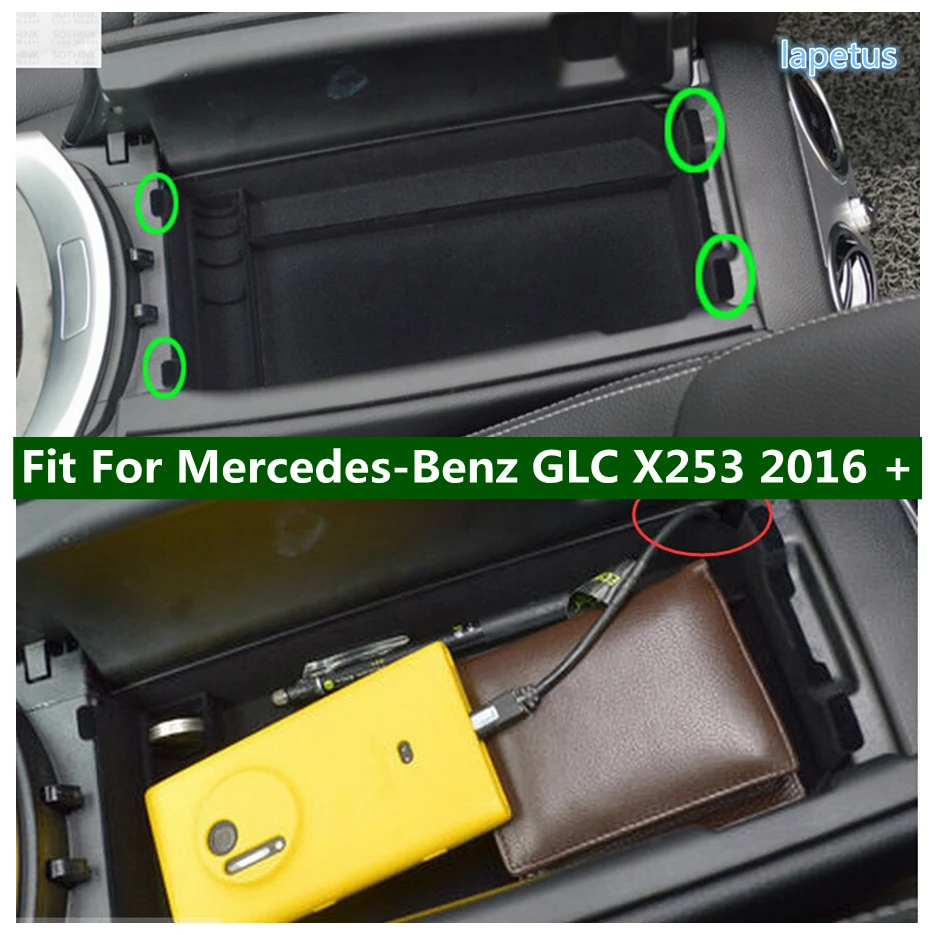 

Armrest Secondary Storage Central Console Box Phone Case Holders Cover Fit For Mercedes-Benz GLC X253 2016 - 2021 Accessories