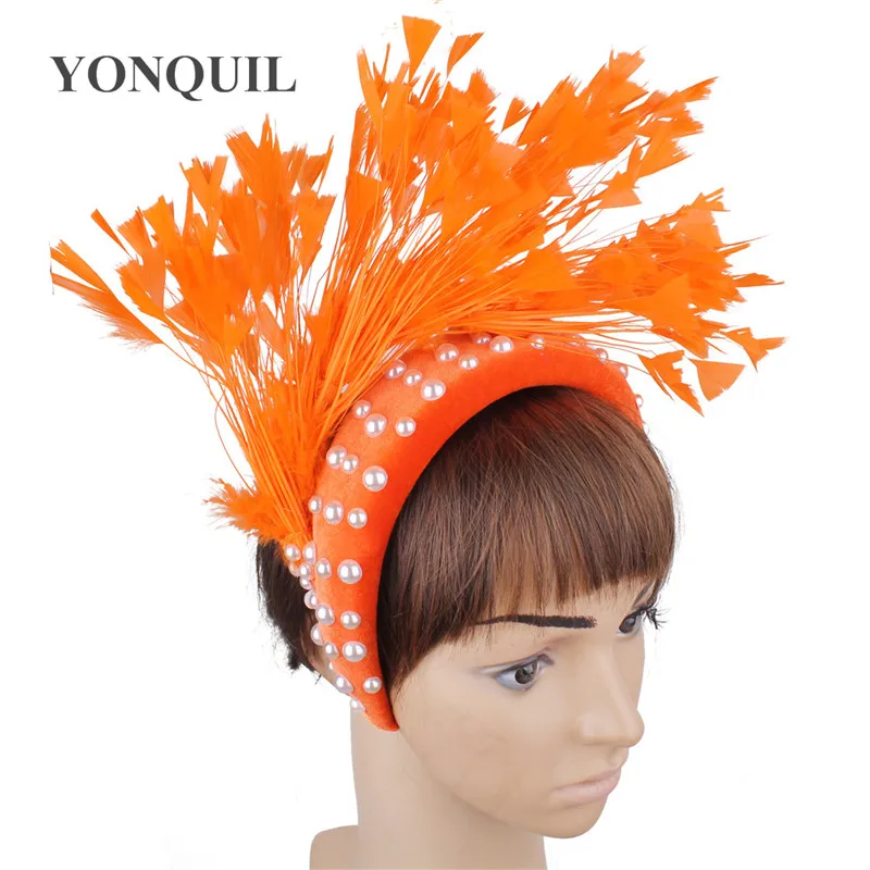 

Elegant Ladies Female Fashion Headwear Fancy Feather Hair Fascinator Hat Accessories Bride Event Banquet Headdress For Womens