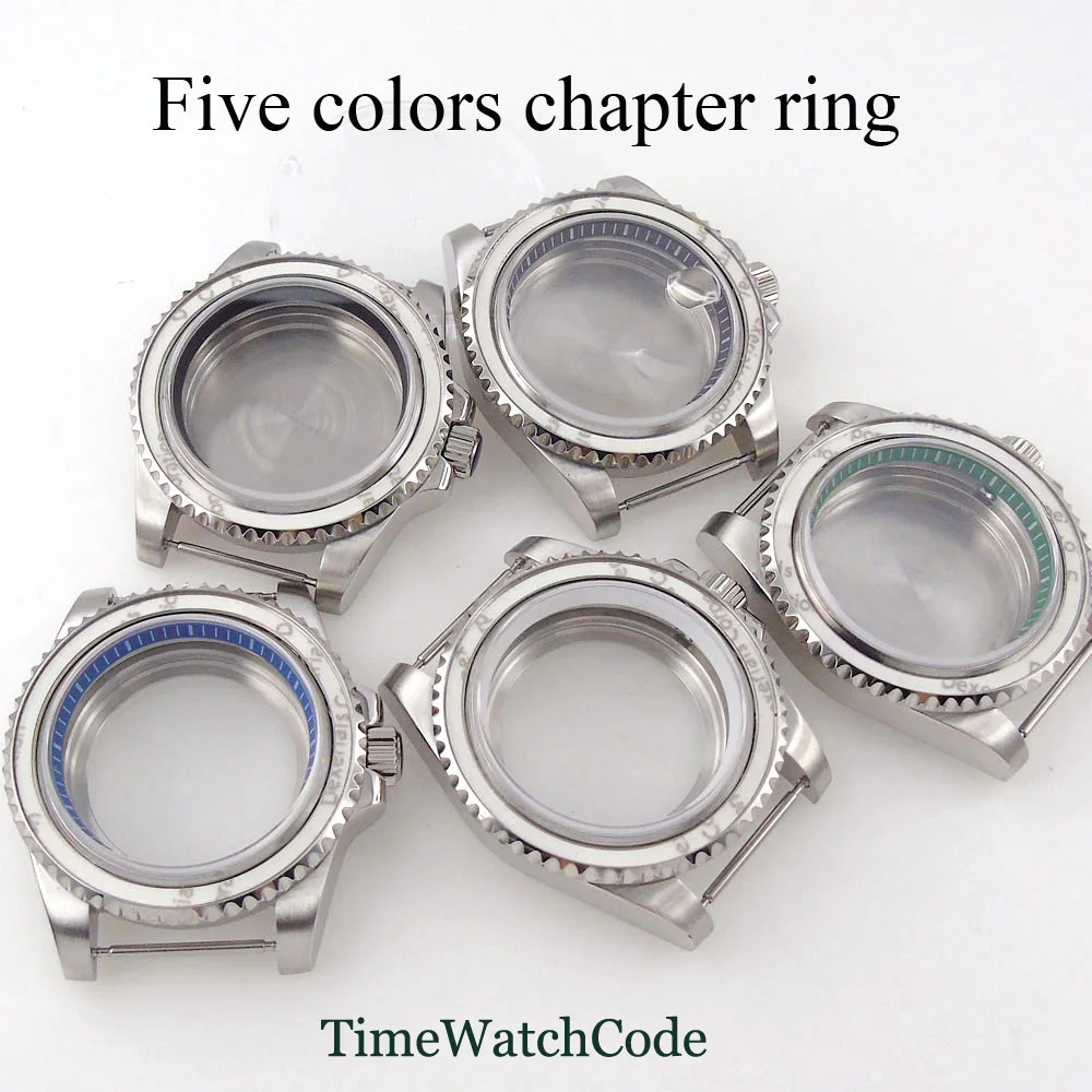 

40mm Watch Case With Chapter Ring Fit For NH35 NH36 ETA 2824 PT5000 ST2130 Sapphire Glass Without Bezel Insert Brushed Finish