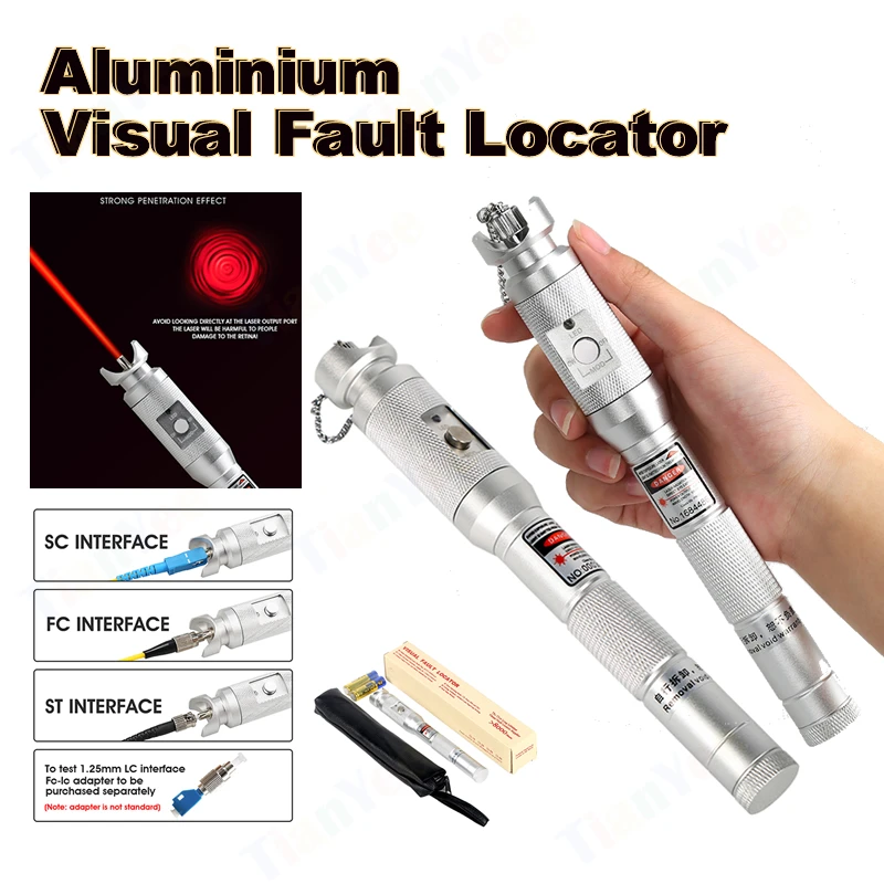 

Aluminium Visual Fault Locator 8000+ Hours Red Laser Fiber Optic Visual Fault Locator Cable Tester