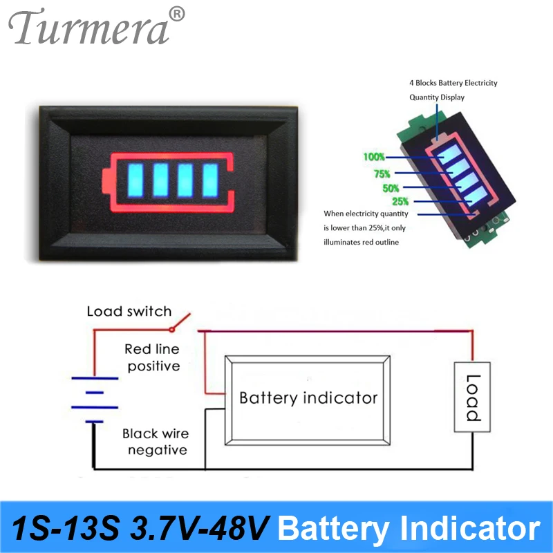 3S 12V 4S 16.8V 5S 18V 1S-13S 12V Lifepo4 Battery Capacity Display and Battery Indicator Lithium Battery for Screwdriver Turmera