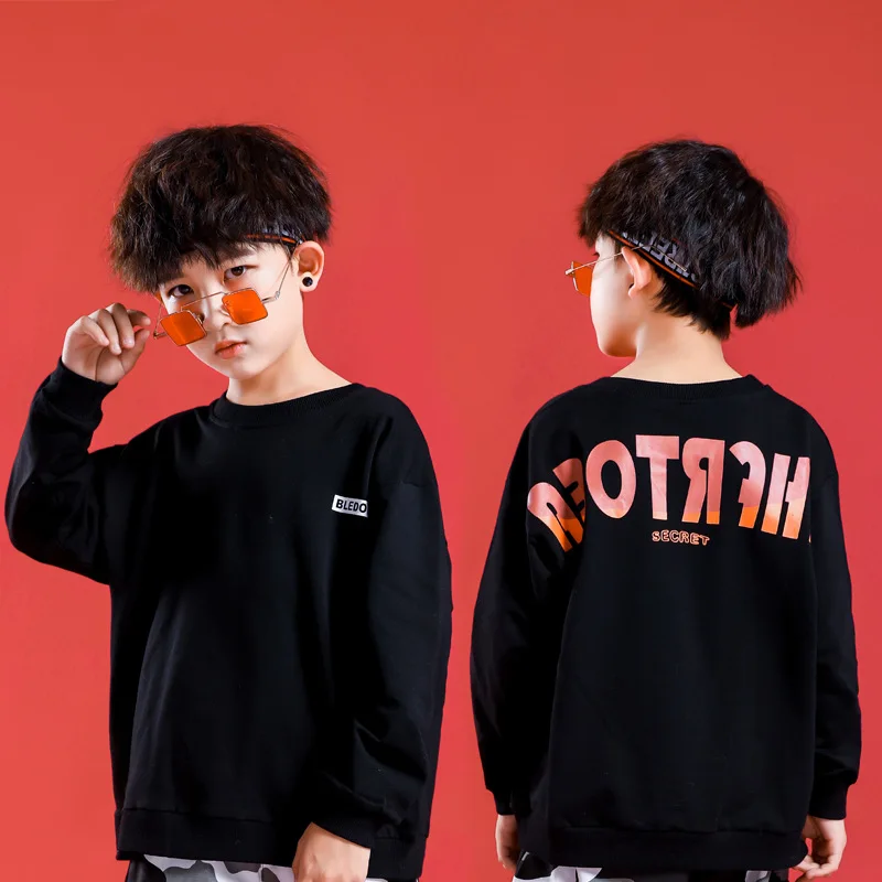 Hip Hop Jazz Dance Costumes Kids Long Sleeve Top dungarees Boys Girls Hiphop Clothes Street Dance Stage Show Wear