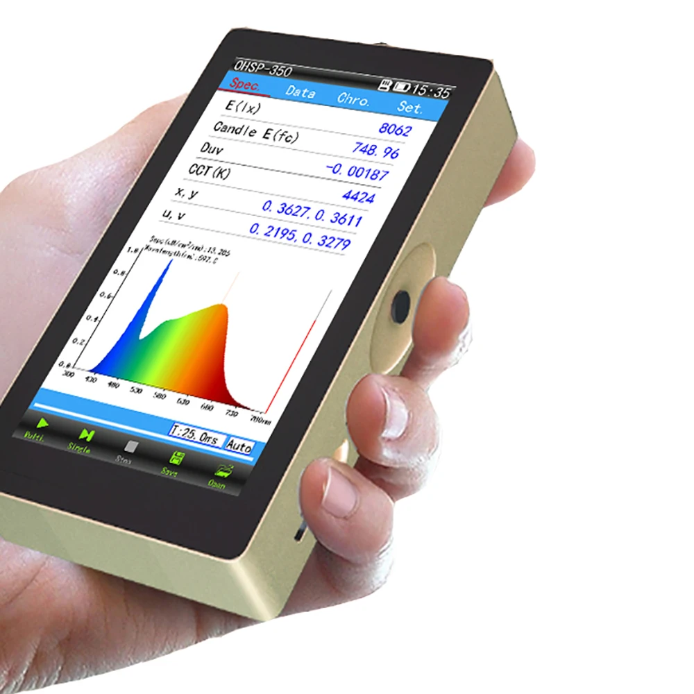 Handheld Spectrometer Luminaires Tester CCT CRI Lux Meter Hopoocolor OHSP350C