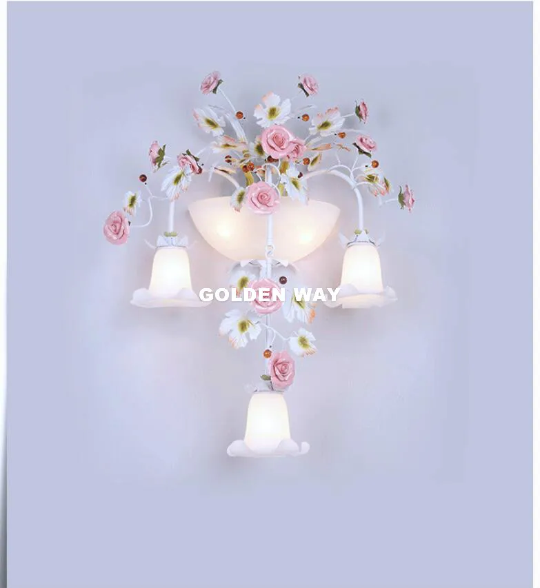 Imagem -04 - Lâmpada de Led Romântica Rural W57cm H80cm E14 Lâmpada de Parede Decorativa Floral para Casa Iluminação Colorida de Casa