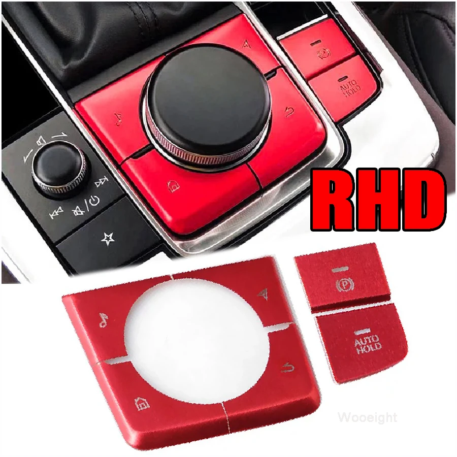 HandBrake Parking Brake AUTO HOLD & Multimedia Button Cover Frame Trim Sticker Fit For Mazda 3 Axela CX-4 CX-5 CX-8 CX-30 MX-30