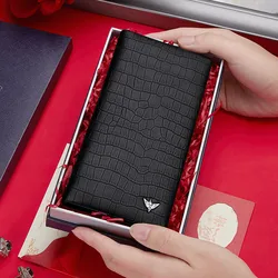 WILLIAMPOLO Men's Leather Wallet Long Card Holder Case Luxury Design Famous Brand Purse Gift For Men Purses