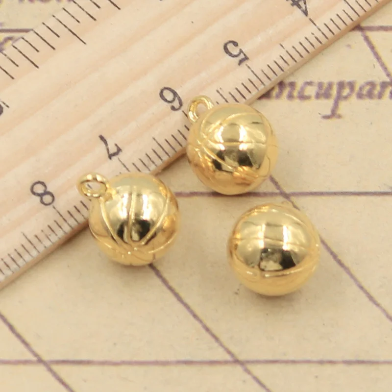 10pcs Charms 3D Basketball 15x11x11mm Tibetan DIY Retro Jewelry Bracelet Necklace Antique Bronze Silver Color Gold Pendant