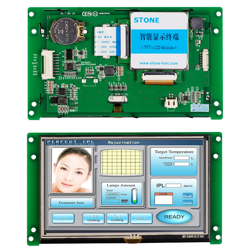 STONE 7 Inch 800*400 Tft Screen touch Screen mother Board software With Cpu/driver Support Rs232/rs485/ttl Port lcd display