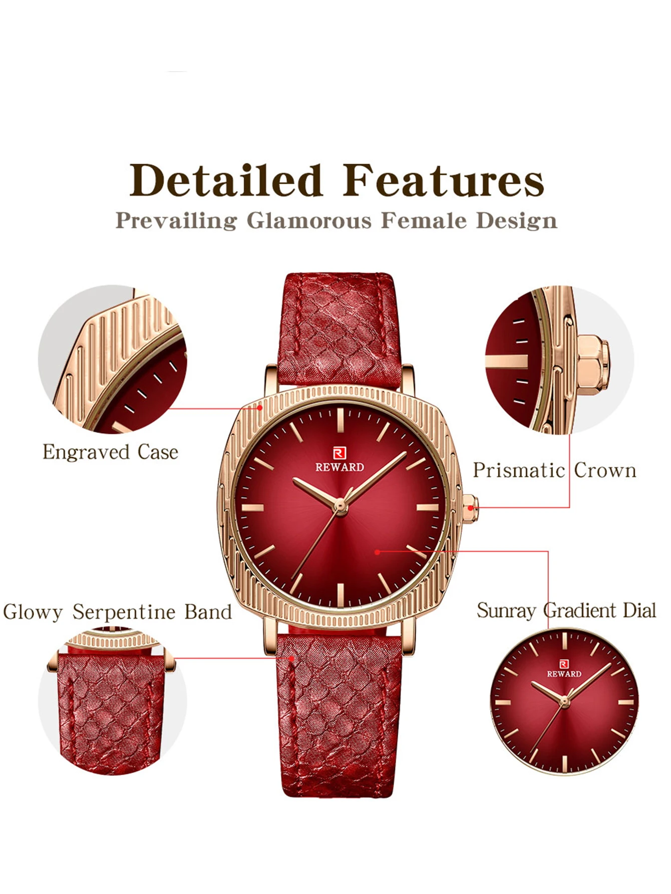 New REWARD Women Wristwatch Fashion Quartz Wrist Watches Genuine Strap Derm Watchband Gift for Mother Wife Girlfriend