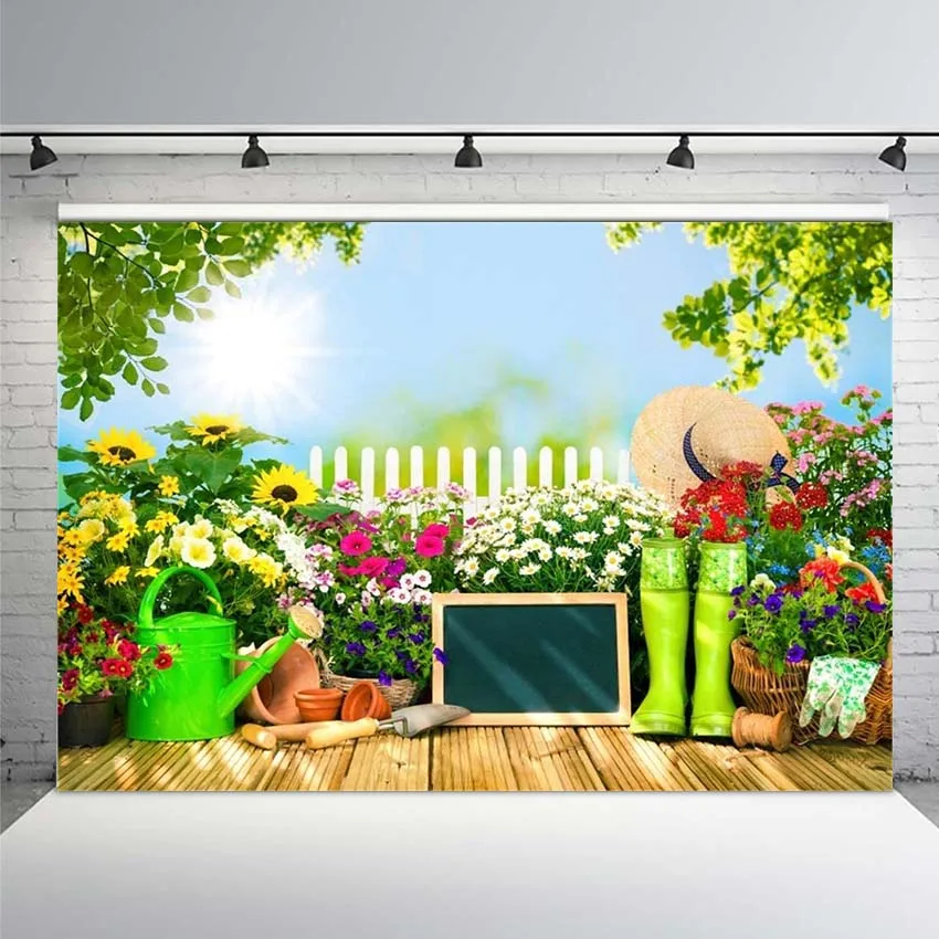 

Spring Garden Picture Background Garden Fence Gardening Flowers Green Plants Potted Plants Afternoon Tea Photography Background