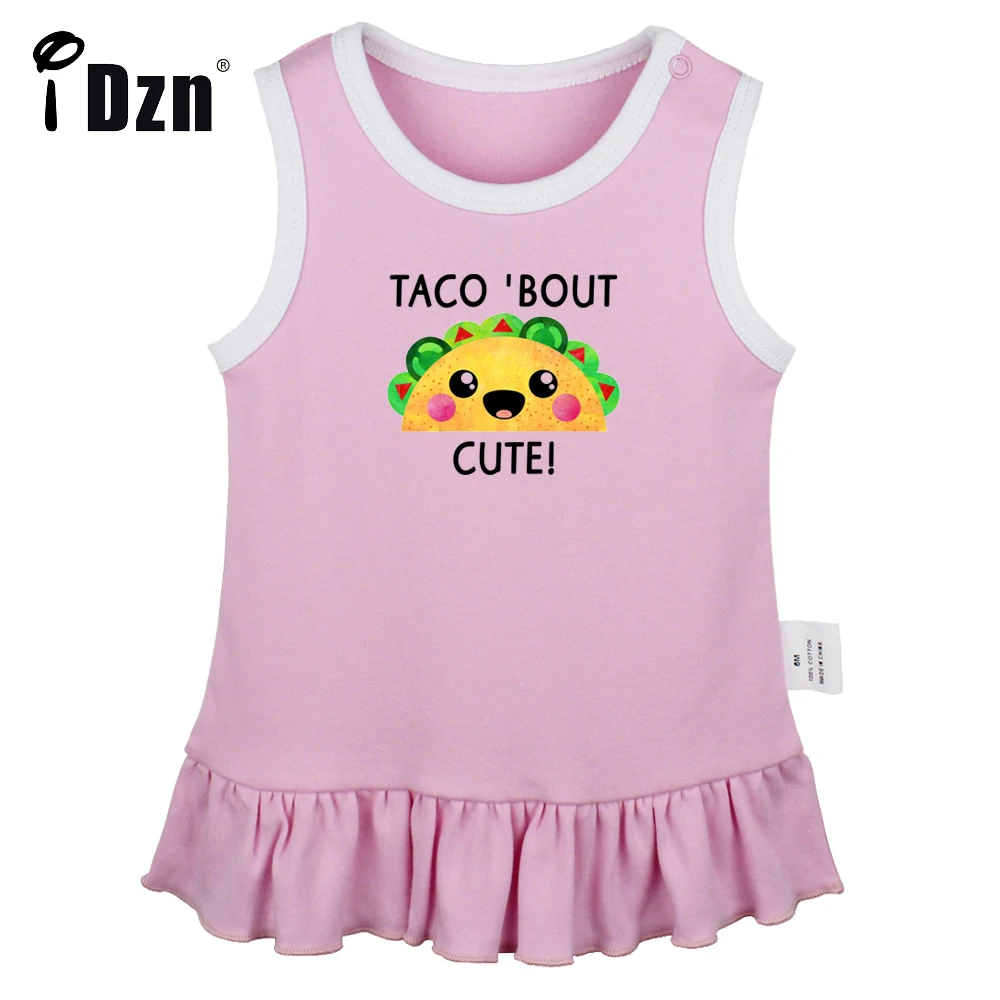 

iDzn NEW Taco' Bout Cute Awesome Cute Baby Girls Sleeveless Dress Newborn Fun Art Printed Pleated Dress Soft Vest Dresses