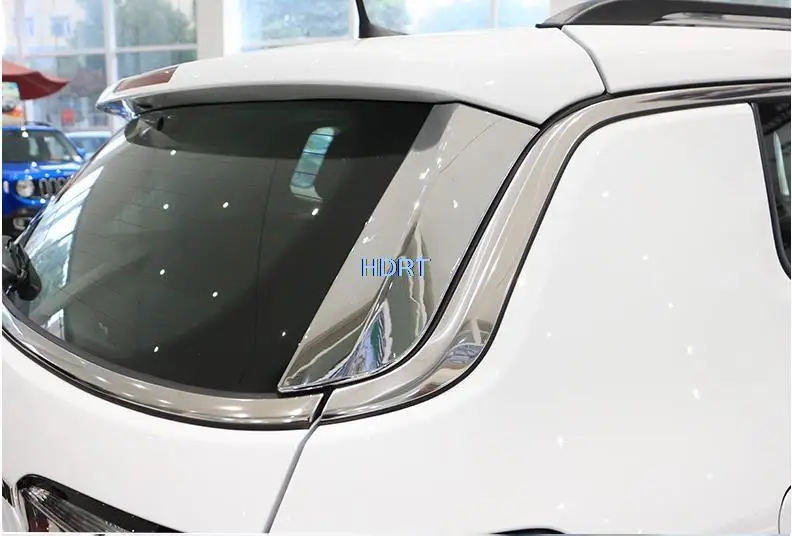 For Jeep Compass 2017 2018 2019 2020 Car ABS Chrome Trim Rear Window Sequin Glass Spoiler Side Triangle Molding Part 2pcs