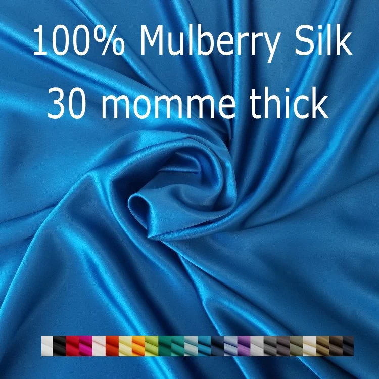 

1 meter 100% Mulberry Silk 30 momme Heavy Charmeuse Silk Fabric solid colors 112cm 44" wide by the yard