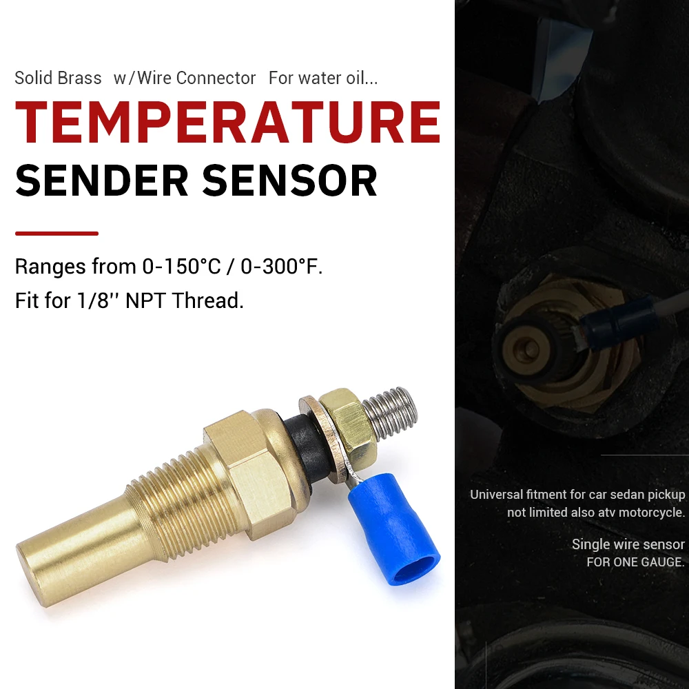 2 Pieces 12V 1/8 NPT Racing Car Oil Temp Sensor Water temperature Sensor Water Temp Sensor Gauge Sensor TSU01