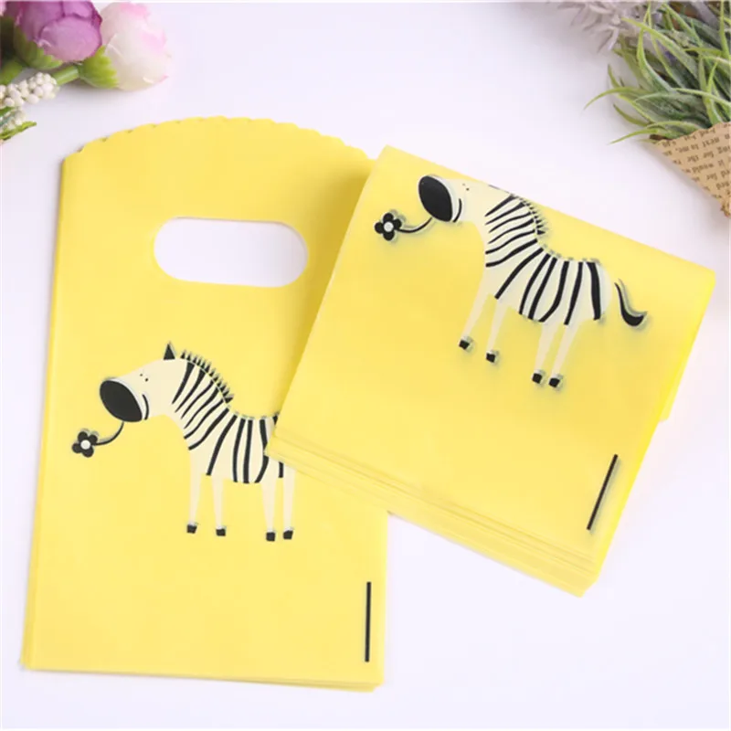 New Design Wholesale 50pcs/lot 9*15cm Yellow Mini Jewellery Accessories Pouches Small Package Bags For Party With Zebra