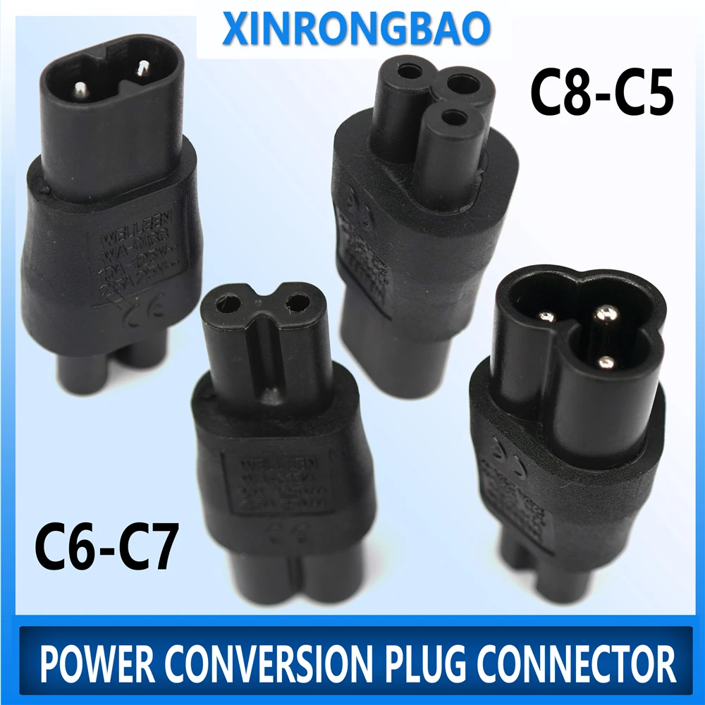 IEC 320 C5 to C8 adapter, IEC 320 C8 to C5 C6 TO C7 ,2-Pin C7 Para EC 3Pin Female to 2Pin Male female power adapter AC Converter