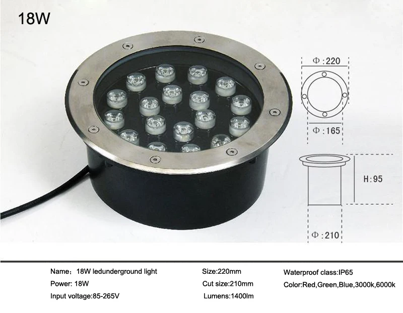 Nuevo 1w / 3w / 5w / 6w / 7w / 9w / 12w / 15w / 18w LED suelo de jardín al aire libre lámpara enterrada subterránea Spot