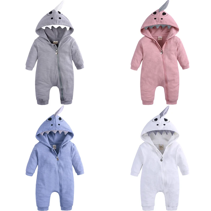 

New Arrival Baby Boys Girls Clothes Romper Infant Overall Shark Cotton Hoodies Onesie Toddler Outfits 3-24M Bodysuit For Newborn