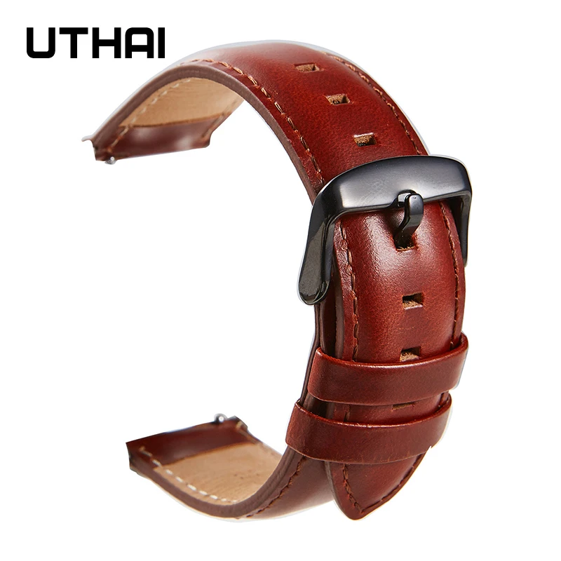 UTHAI P100 Watchbands leather watch strap Quick release spring bar 22mm watch band for galaxy watch 46mm/Huawei watch GT