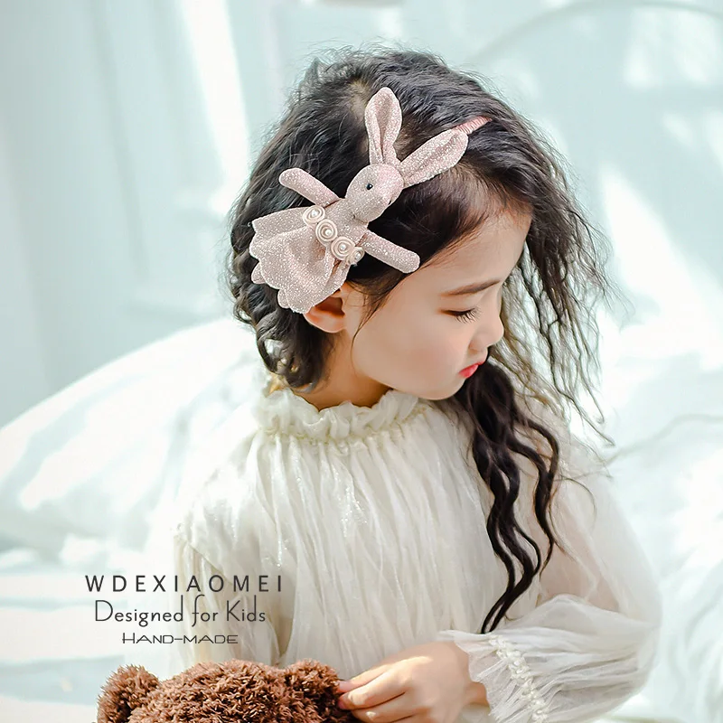 

Cute Cartoon Bunny Headband Hair Band Woman Girl Shiny Cloth Rabbit With Dress Hairbands Kids Fashion Hair Hoop Accessories Gift