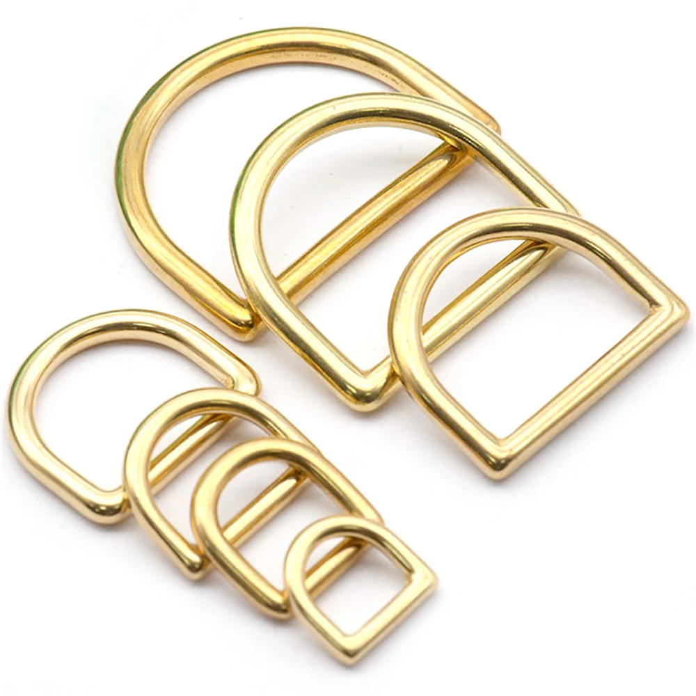 2pcs Heavy Duty Solid Brass Closed D Rings Buckles 13 16 20 25  32 38mm for Webbing Leather Crafts Bags Strap Belt Pet Collar