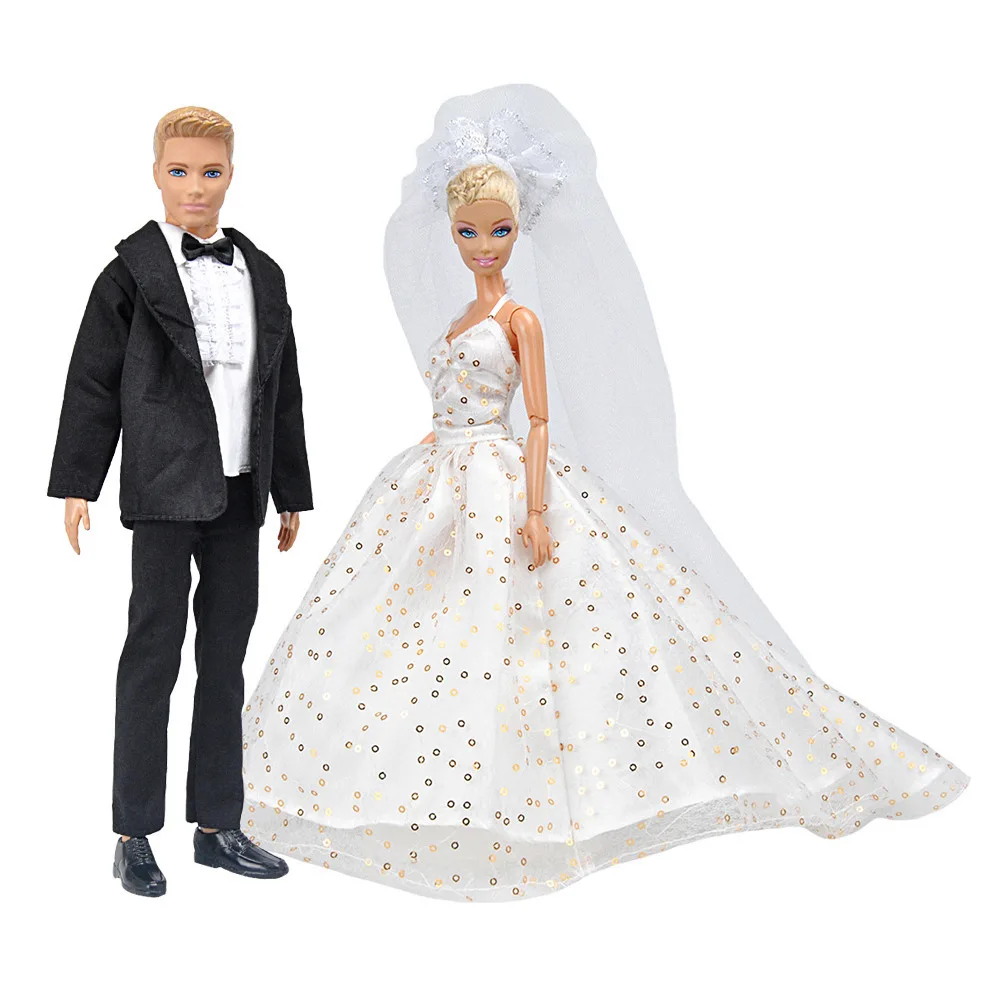 1 Set Doll Wedding Dress Ken Clothes Doll Boyfriend Suit White Party Dressing Skirt Doll Accessories Fashion Cloth For 30cm Doll