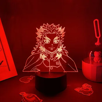 Anime Demon Slayer Figurka 3D LED Neonowe lampki nocne Prezent urodzinowy dla przyjaciół Otaku Dekoracja sypialni Manga Lampa lawowa Kimetsu No Yaiba