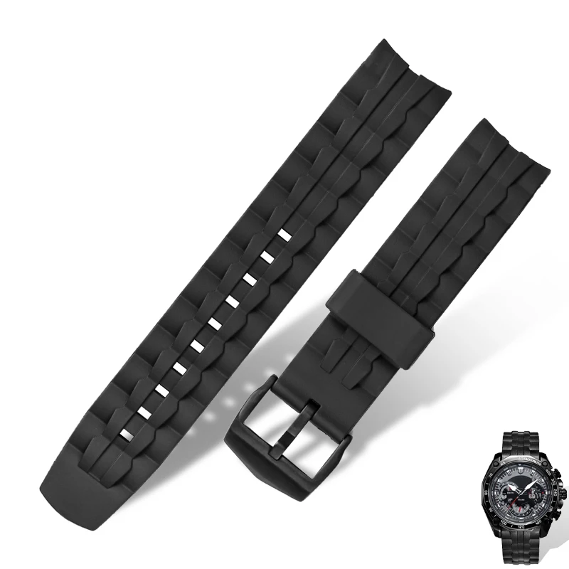 Rubber watchband For Casio EF-550 Edifice Series Strap Rubber Resin 22mm black wristband Bracelet