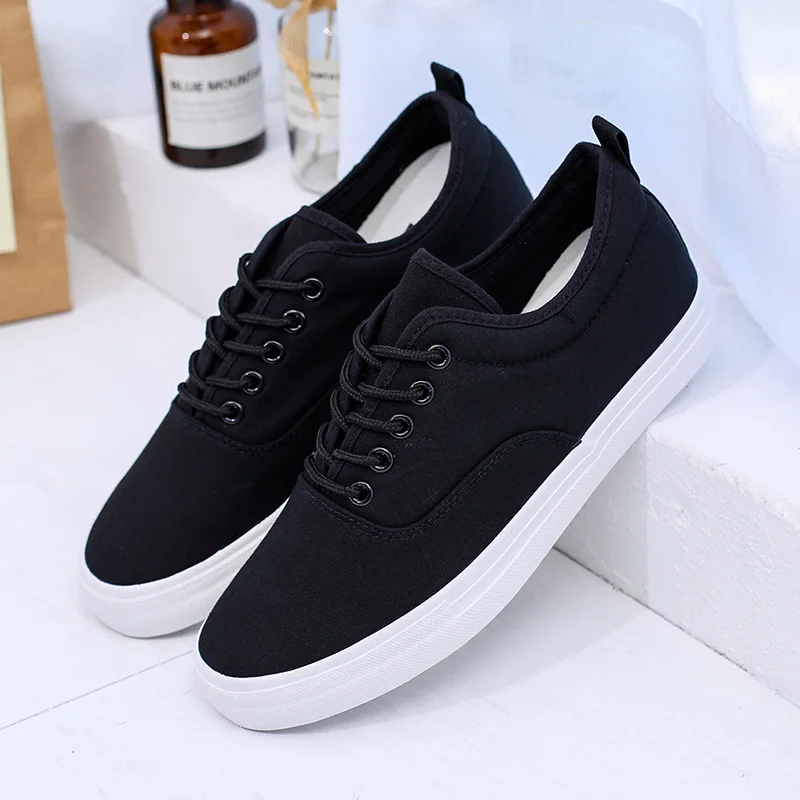 Canvas Shoes Men Cloth Footwear Breathable Mens Casual Shoes Fashion Cool Young Man Street Shoes Black White KA3762