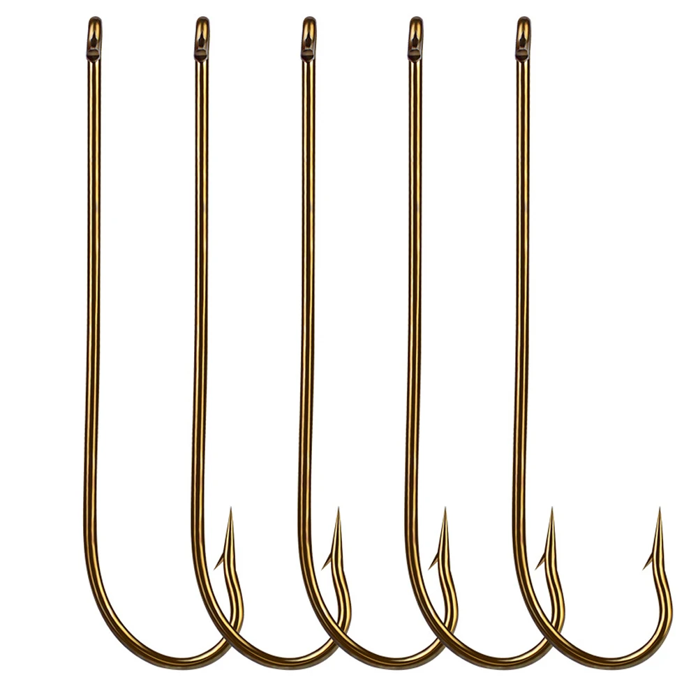 10pcs Carbon Steel Fishing Hooks Gold Barbed Hook For Soft Barbed Fishing Hooks Circle High Carbon Steel Sharpened Bait 9353