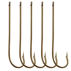 Ganchos de pesca de aço carbono, ouro gancho farpado para macio farpado, alto carbono, isca afiada, 9353, 10Pcs