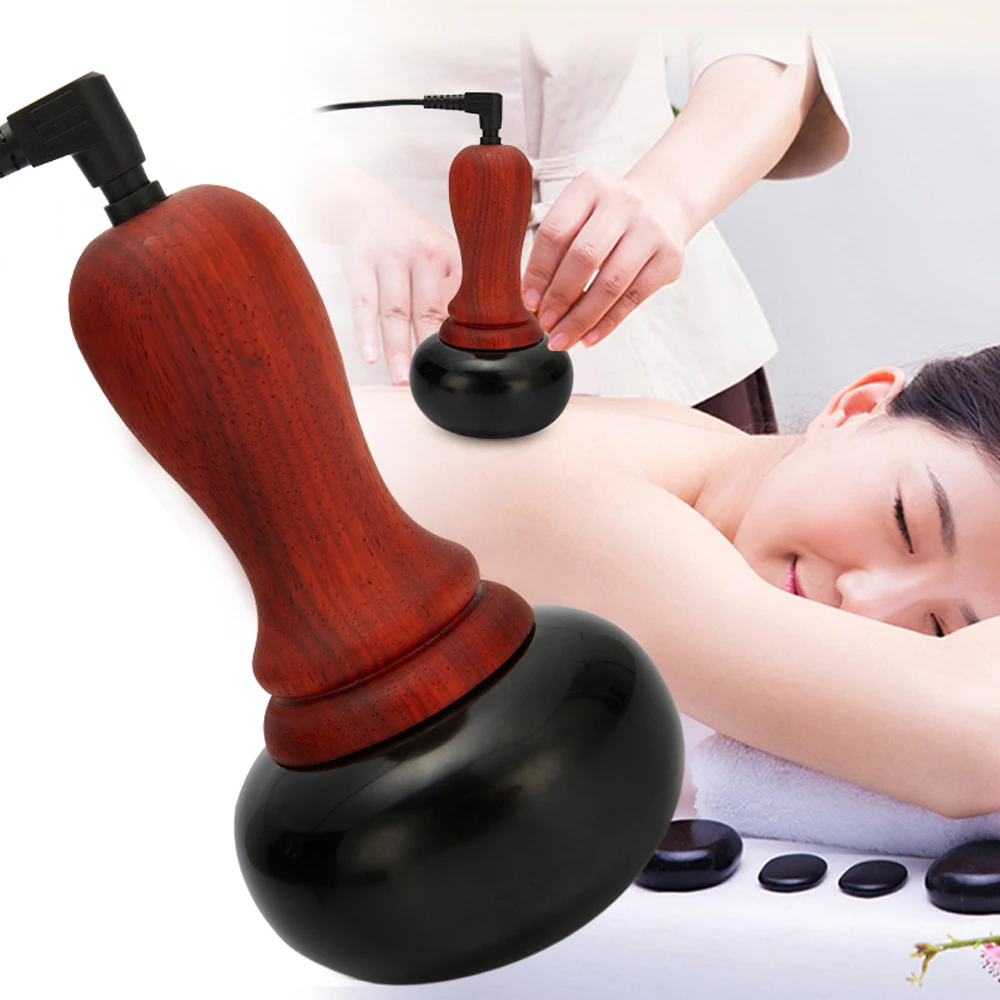 Masajeador eléctrico de GuaSha con piedra caliente, aguja de piedra Natural para raspar la piel, masaje facial para el cuello y la espalda,