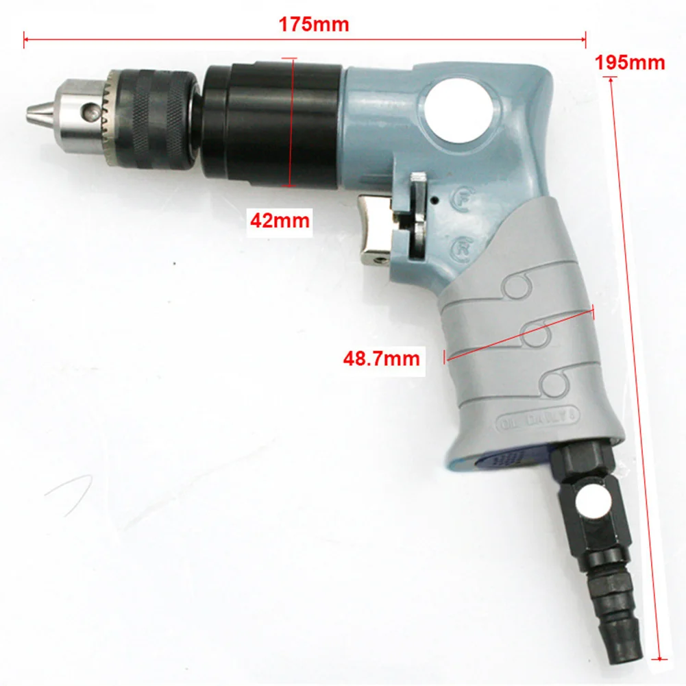 Pneumatic Pistol Drill 3/8 Inch Air Gun 10mm Bit Reversible Switch Industrial Grade Tools Pistol Angle Model Grip